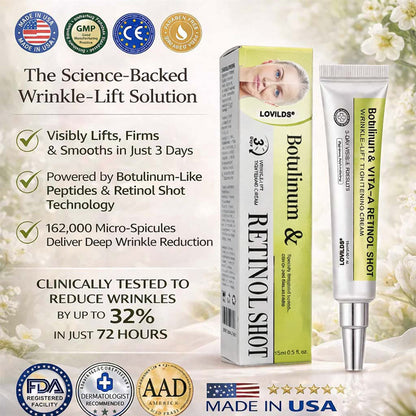 Final 3 Hours: 70%OFF🔥 Botulinum & Vita-A Retinol Shot Wrinkle-Lift Tightening cream✨