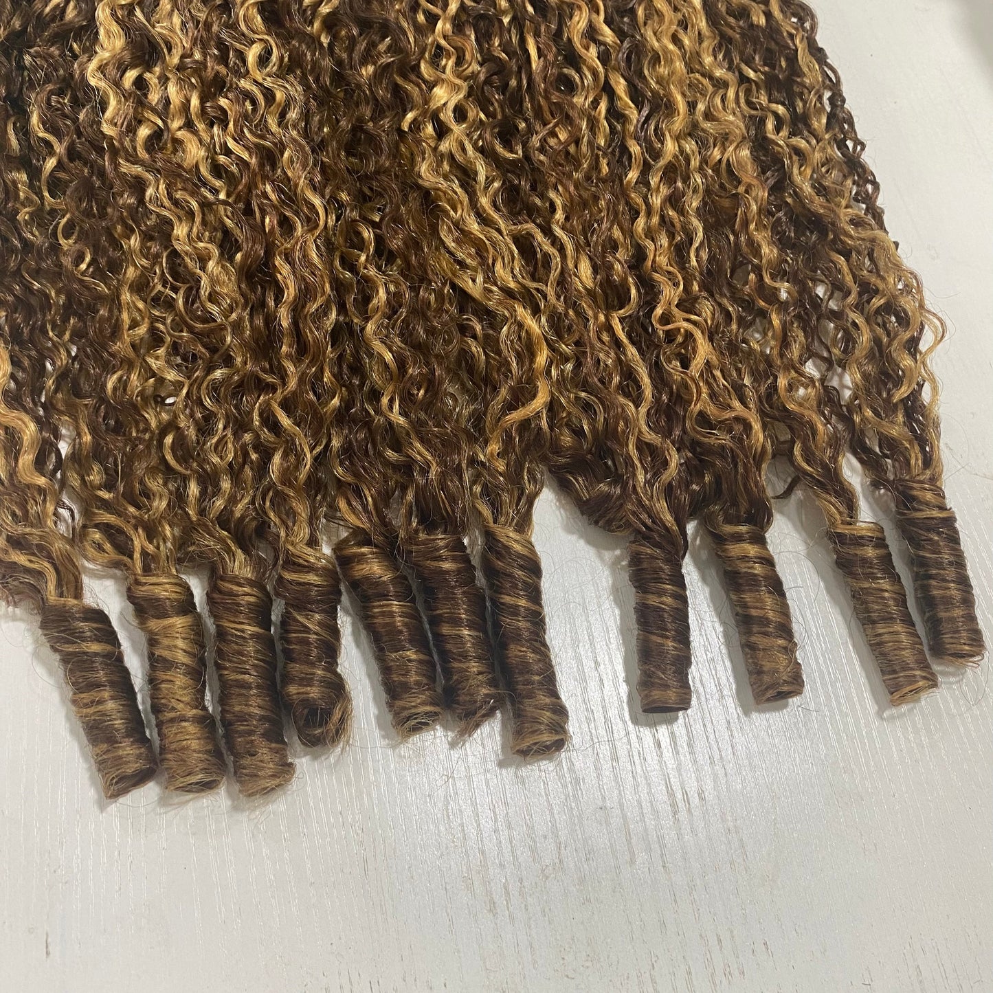 Highlight P4/27 Colored Burmese Curly 4 Bundles Pixie Curls Human Hair Bundles Ocean Spirals Curly