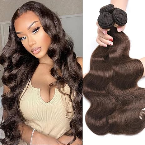 #4 Brown Color Body Wave 3 Bundles Human Hair Remy Brazilian Human Hair Extensions