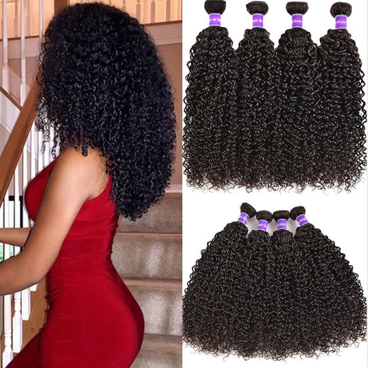Brazilian Kinky Curly 4 Bundles Virgin Human Hair Extensions 8-40 inches