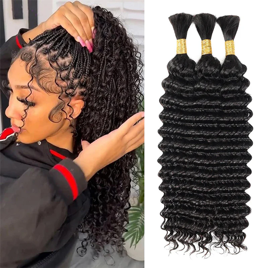 Bulk For Braiding Hair Deep Wave  No Weft Brazilian Virgin Human Hair for Braiding Hair